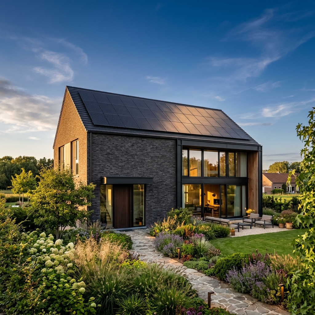 Maison avec panneaux solaires